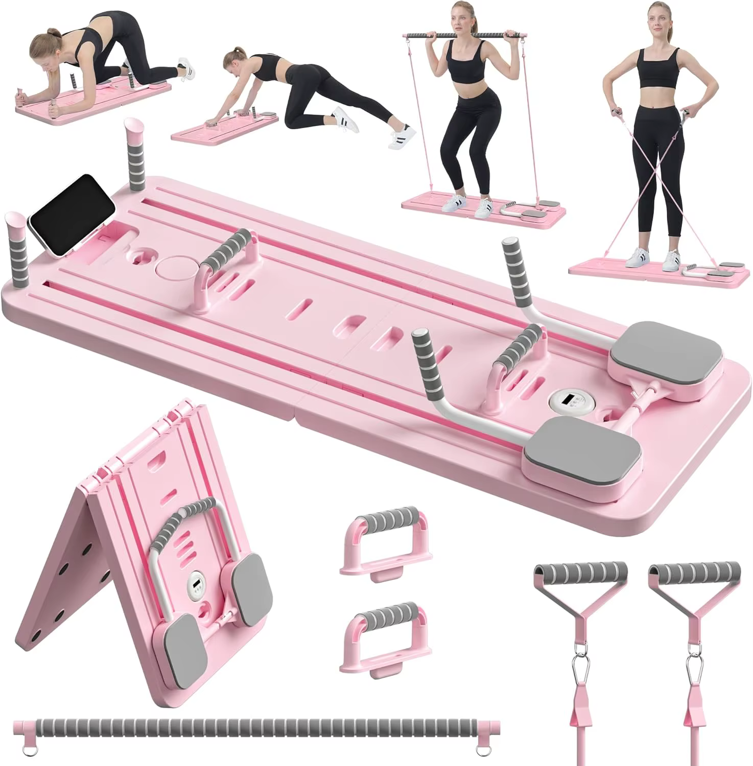 Planche de Pilates multifonctionnelle, planche d'exercices abdominaux, bandes de résistance pour le