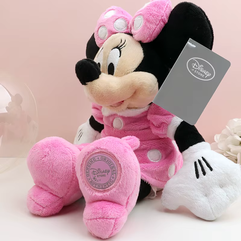 Jouets en peluche rose Minnie Mouse de 30cm pour filles et enfants, poupées en peluche mignonnes, dé