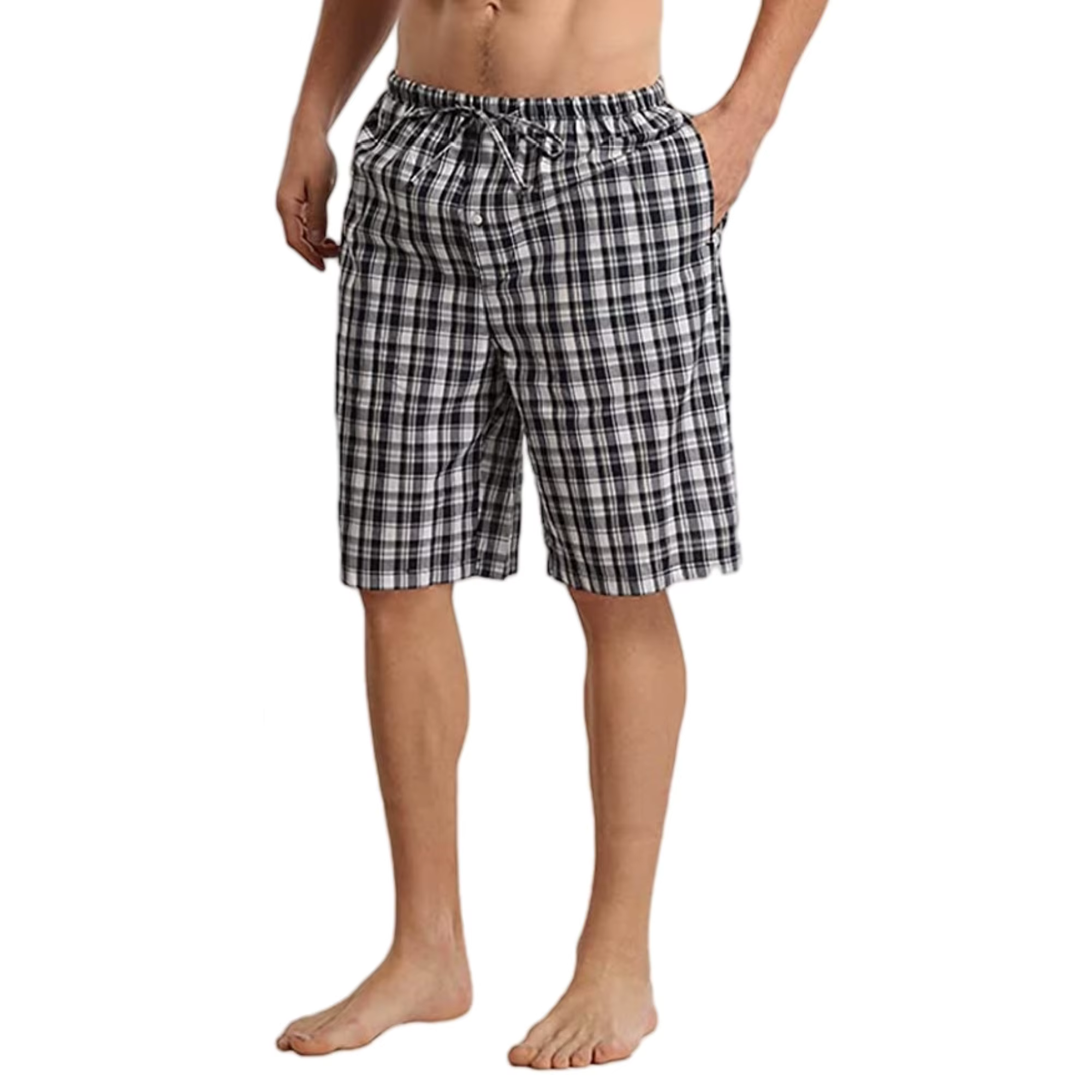 Short de pyjama pour hommes, short de nuit à carreaux d'été, short de pyjama en coton pour hommes av