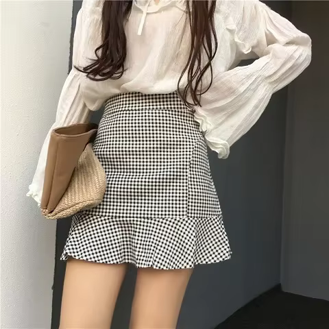 Jupe mi-longue taille haute pour femme, streetwear élégant, ligne A, mode décontractée, esthétique,