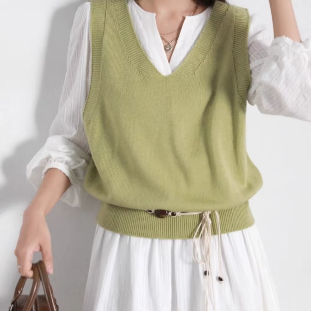 Ensemble robe femme CHIC VEN, robe longue décontractée unie à manches longues avec gilet tricoté, co