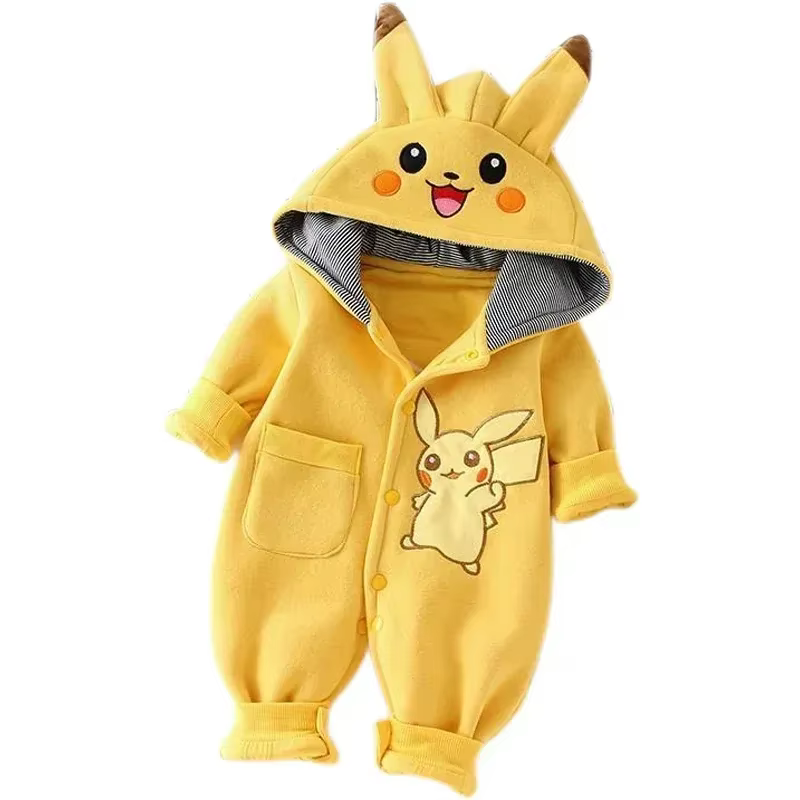 Pyjama de dessin animé Pokemon Pikachu pour bébé, vêtements d'hiver mignons à manches longues pour e