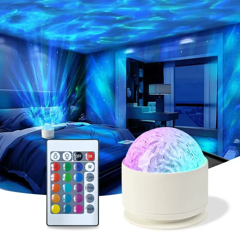 LED veilleuse aurore du nord/ondulation d'eau projecteur lampe avec télécommande fête décor lumière