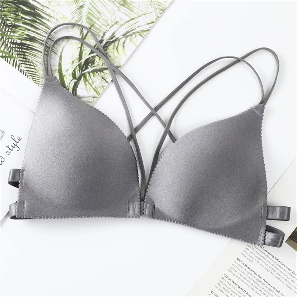 Soutien-gorge sexy à bretelles fines croisées pour femmes, soutien-gorge froncé, polyvalent, beau do