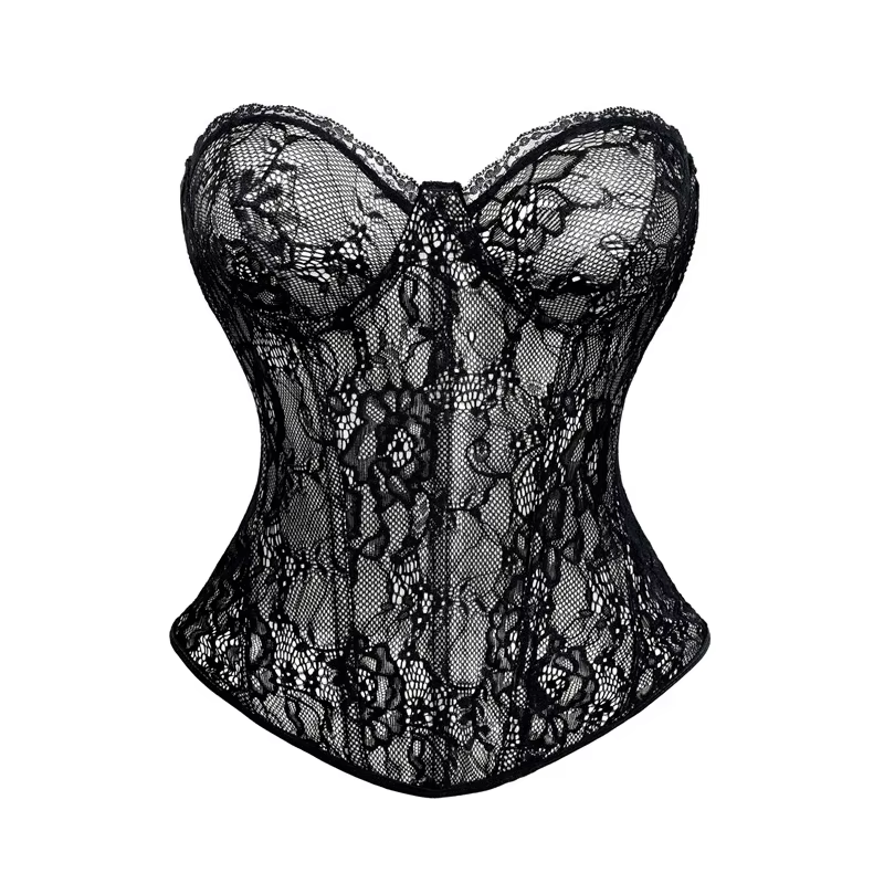 Corset de soirée pour femmes, Vintage, Sexy, dentelle, haut bustier, couleur unie, bustier en arête 