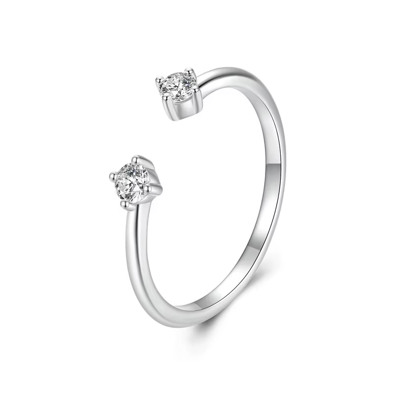 Bamoer U – bague ouverte en moissanite, en argent Sterling 925, Design Double moissanite unique, bag