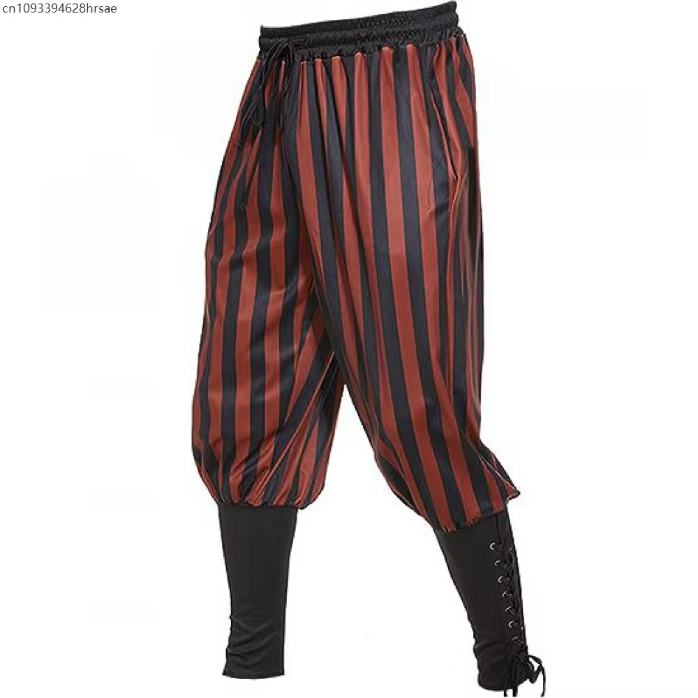 Pantalon homme rayé mode Steampunk pantalons de survêtement Renaissance médiévale Viking voyager pan