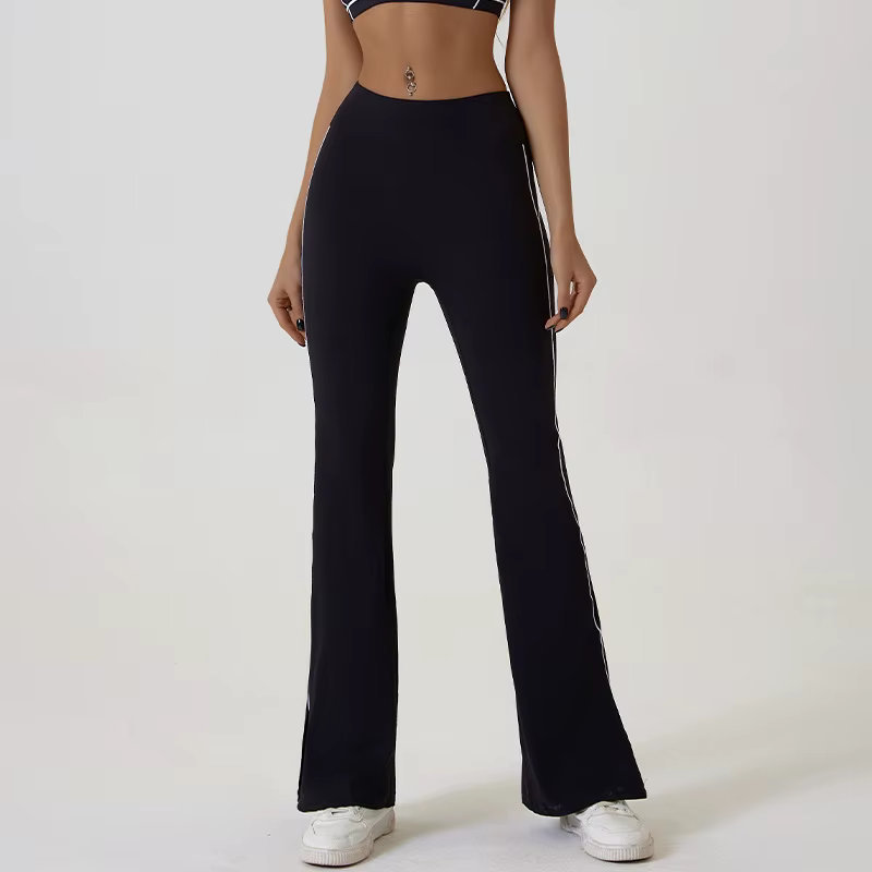Legging de yoga évasé moulant effet seconde peau pour femme, taille haute, effet push-up, fente laté