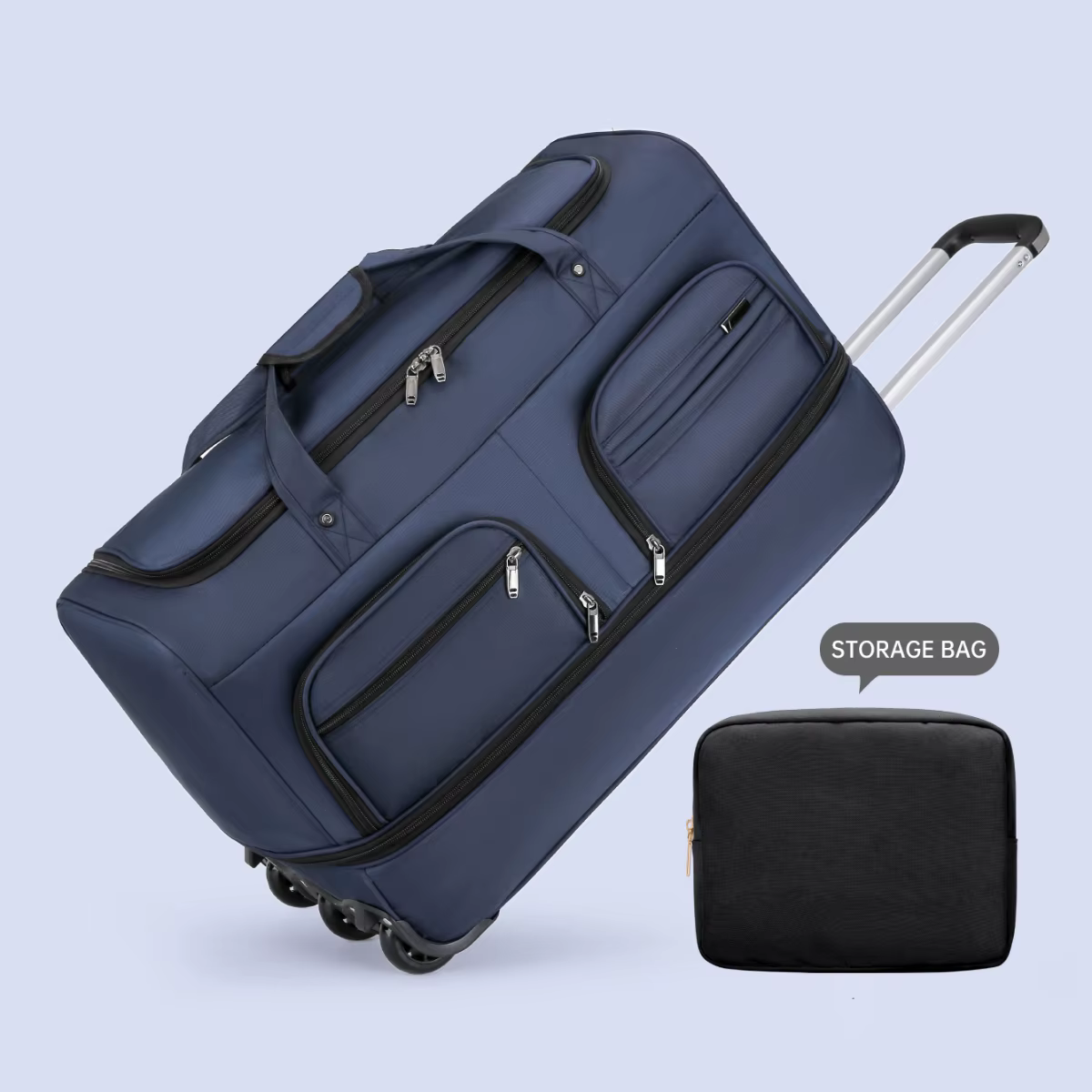 Sac vérifié de la compagnie aérienne Sac de bagage mobile pliable à l'étranger avec chariot Bagage d
