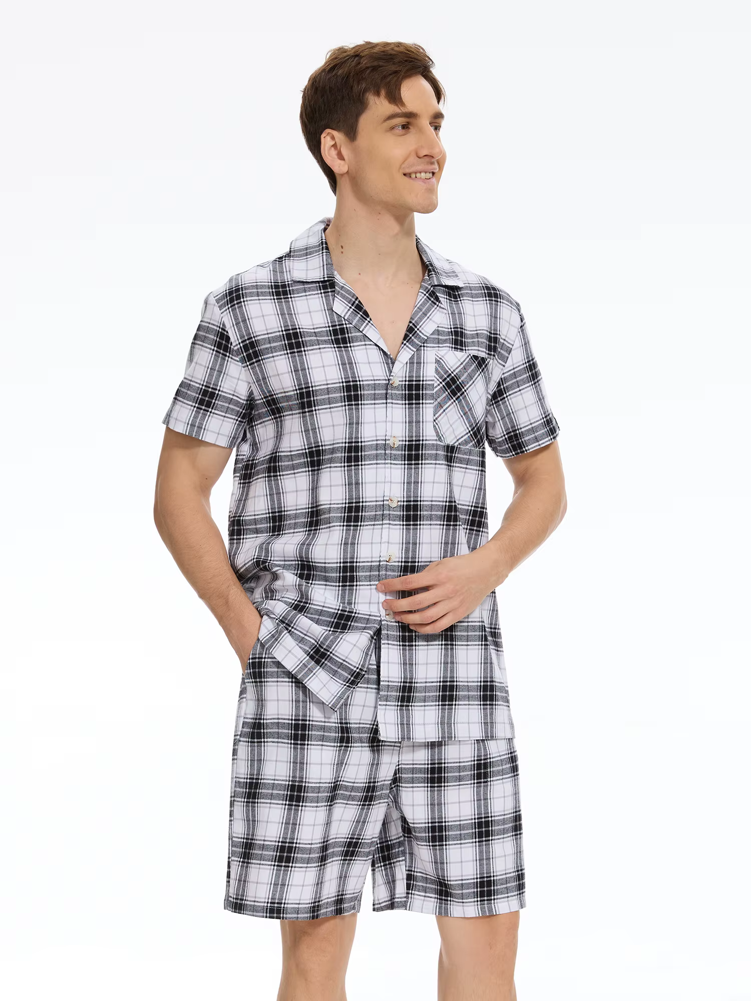 Ensemble pyjama court d'été pour hommes, 2 pièces, 100% coton, respirant, bas et hauts, costume conf