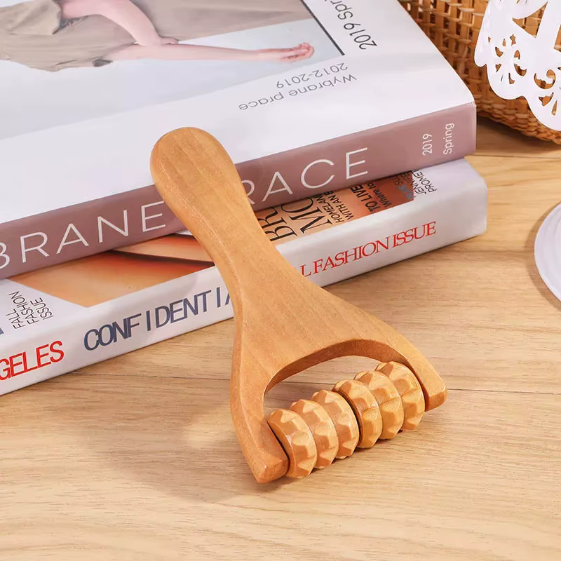 Masseur à rouleaux en bois pour le corps, le visage, les épaules, le cou et les mains – Outil de mas