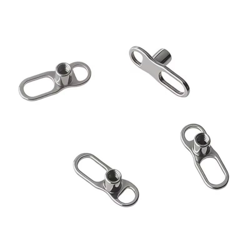 10 pcs/lot haute poli G23 titane haute poli ancre cutanée 2 trous Base corps Piercing bijoux