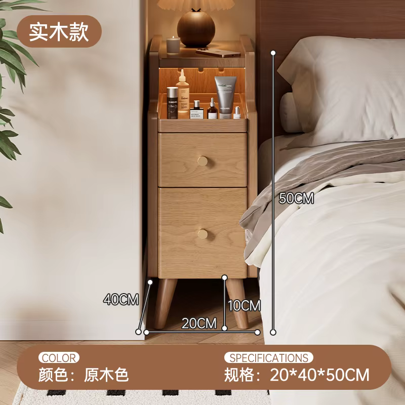 Table de chevet étroite minimaliste en bois massif, Ultra-mince, 20cm, armoire de rangement pour la