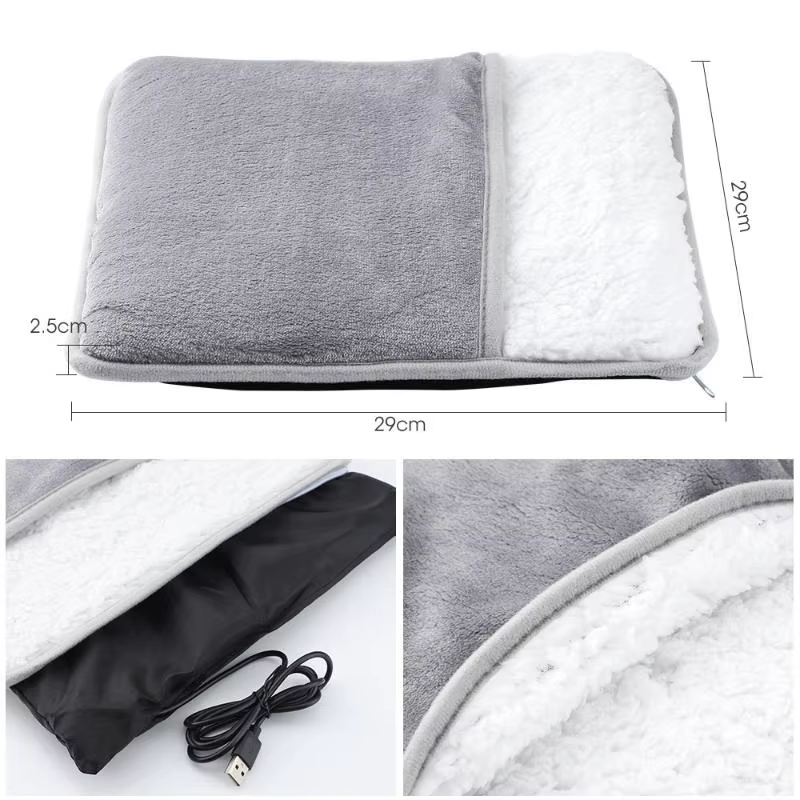 Coussin chauffant électrique pour pieds, chargeur USB, peluche douce, lavable, chauffe-pieds, amélio