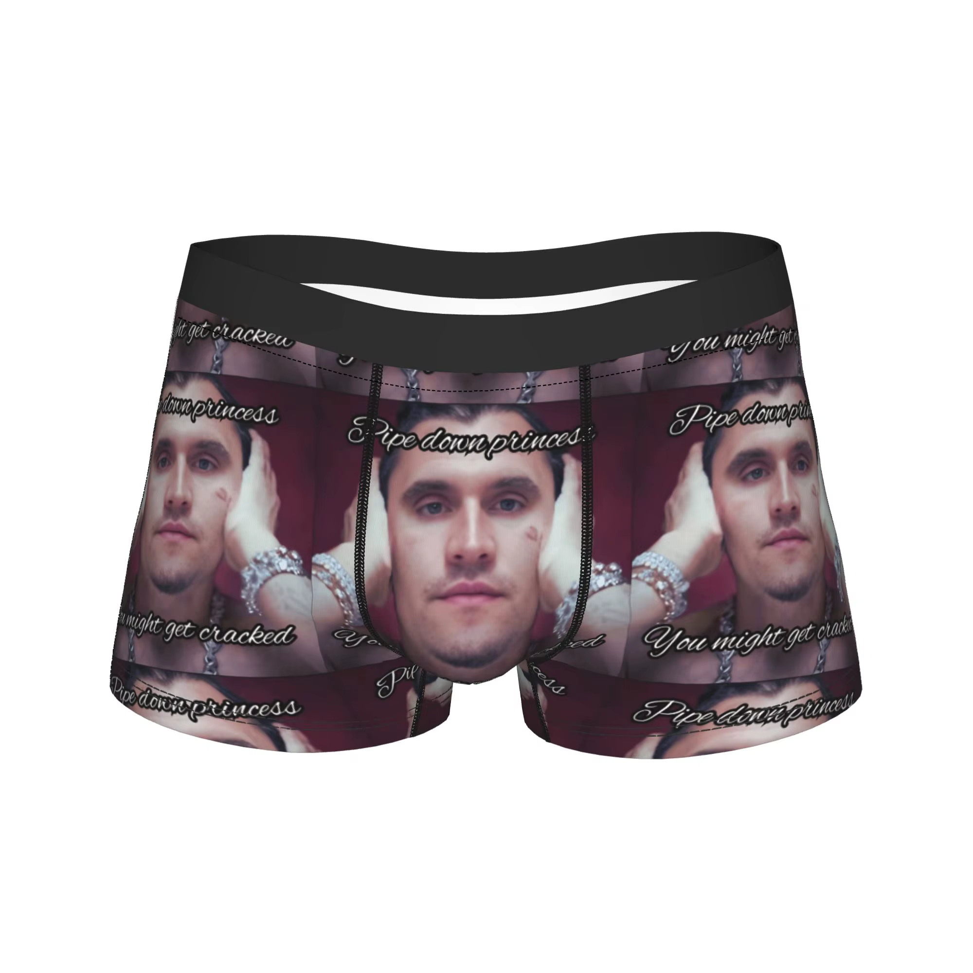 C-Charlie Kirk Face Rapper Meme Underwear – Boxer confortable imprimé pour homme avec poche, grande