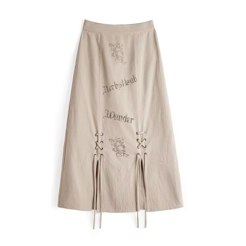 Jupe mi-longue Maden pour femme, style sirène, imprimé rétro américain, coupe trapèze, design décont