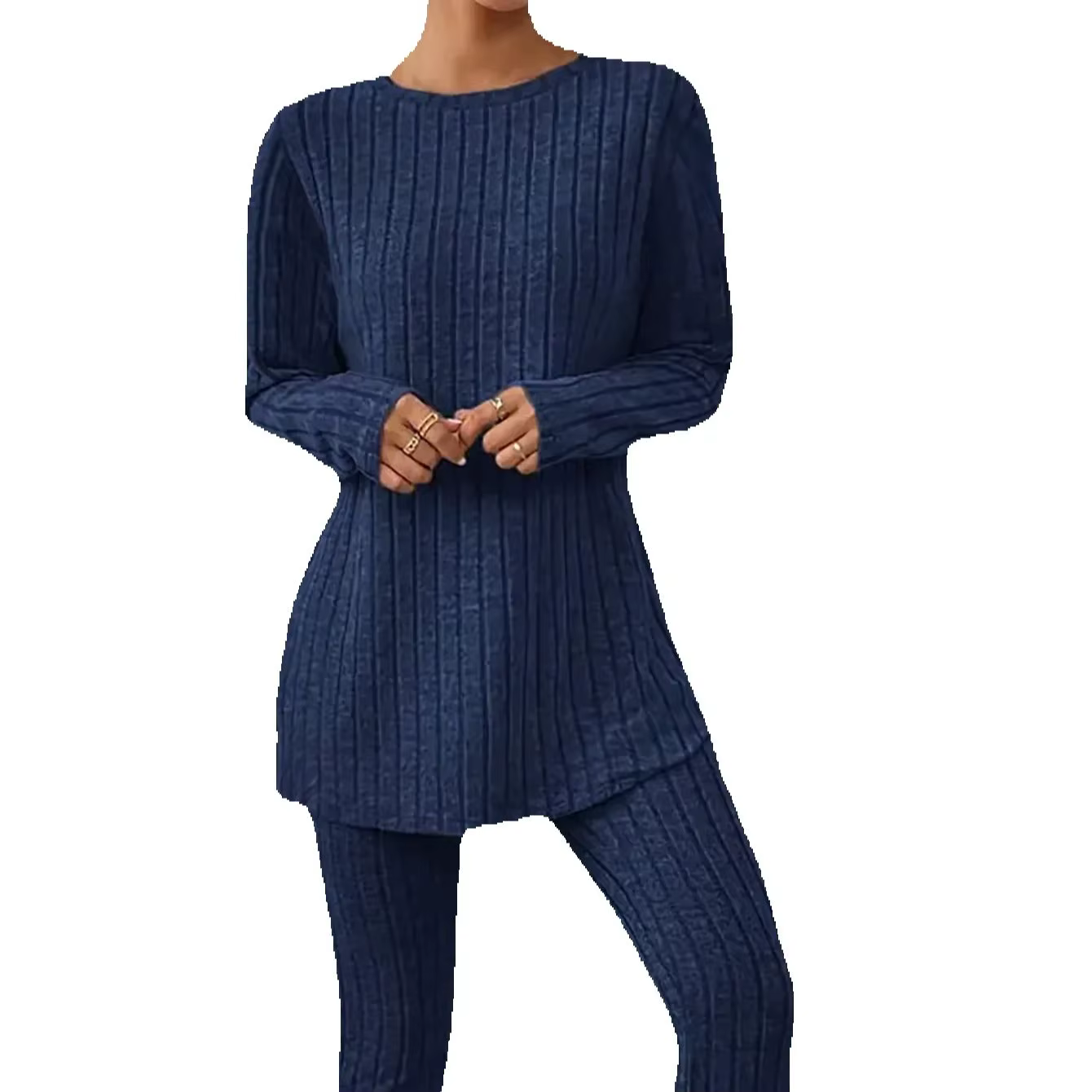 Pyjama pour femmes, automne et hiver, couleur unie simple, décontracté et confortable, coupe ajustée