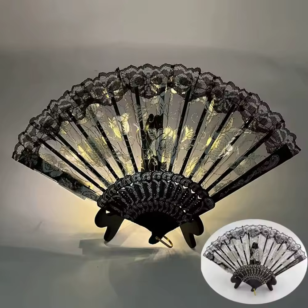 Éventail LED pliant à lueur créative, lumière de danse lumineuse colorée, style cour, brille dans la