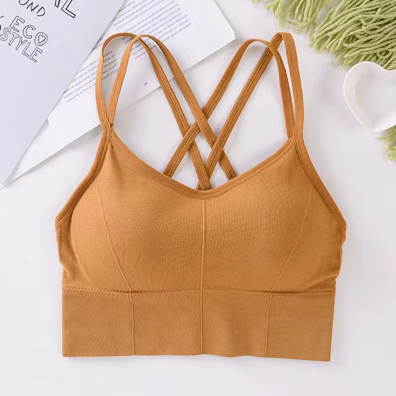Soutien-gorge sexy à bretelles croisées pour femmes, haut précieux, push-up, course à pied, sport, r