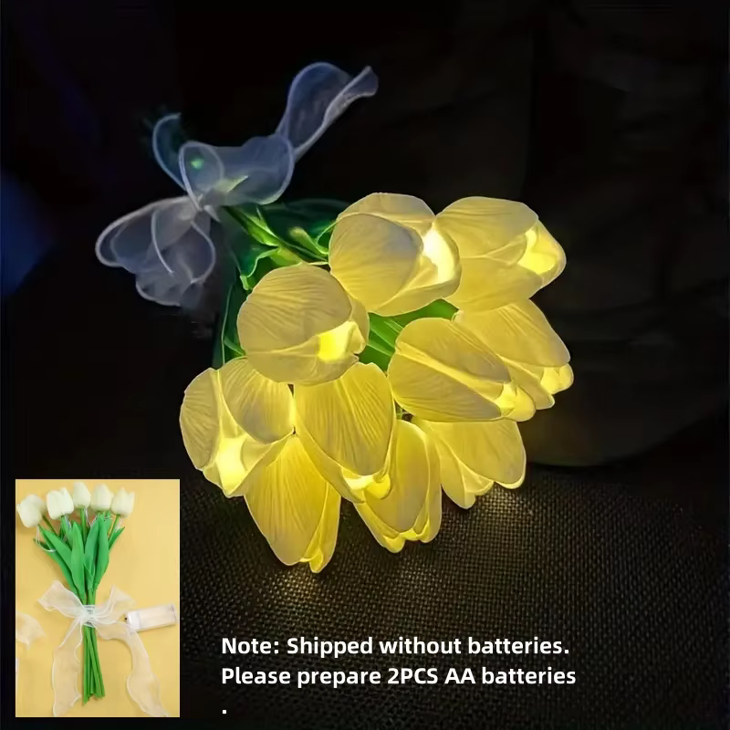 10 pièces tulipes avec lumière LED fleurs de tulipes artificielles lampe de Table Simulation tulipes