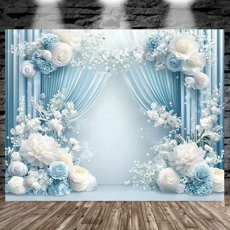 Tissu de fond en polyester romantique bleu ciel - parfait pour la photographie et la décoration de f