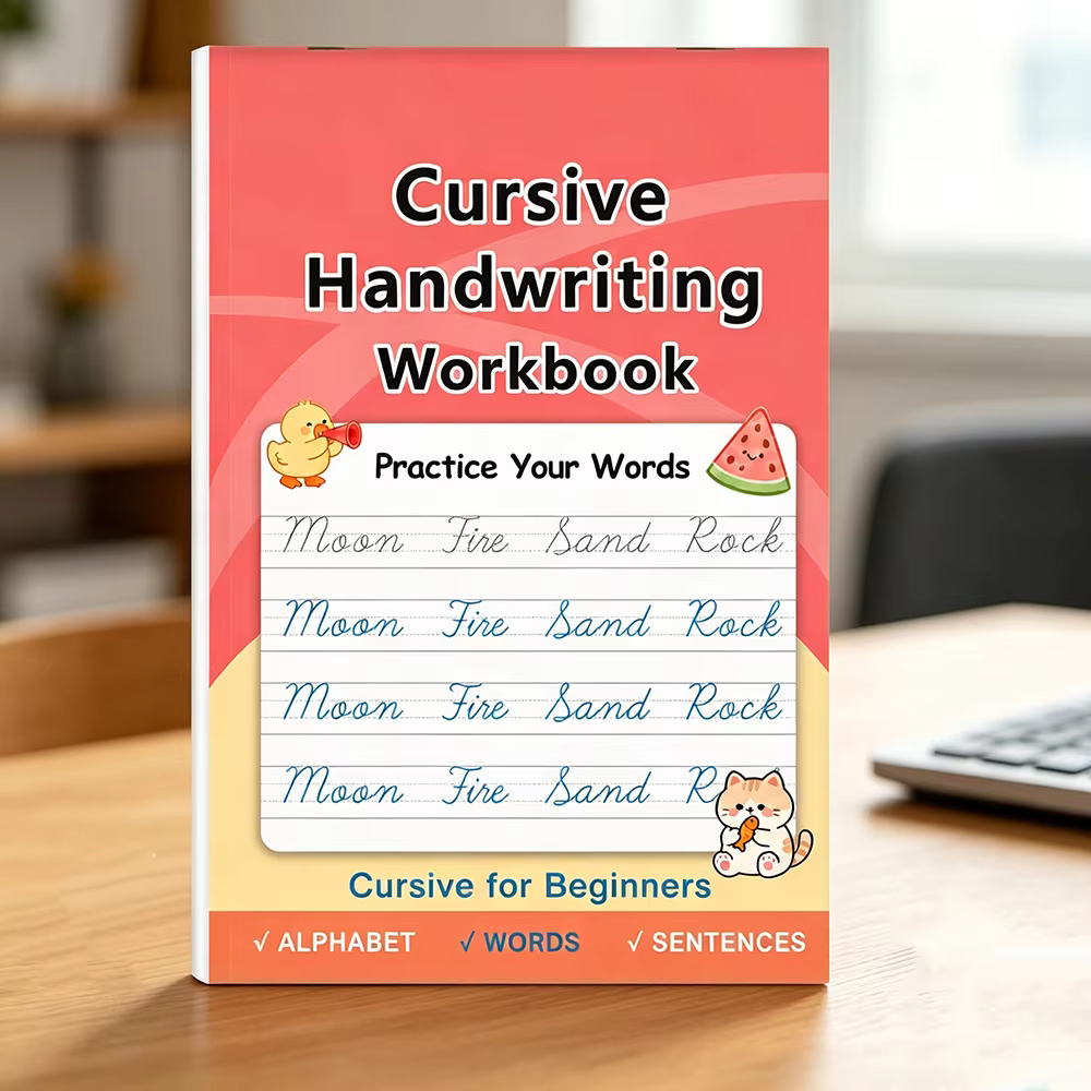 Cahier d'écriture cursive de 32 pages pour débutants, mots, phrases, calligraphie, livre de pratique