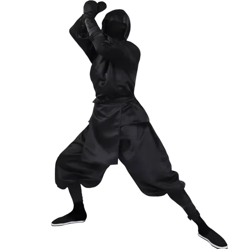 Disfraz Ninja Hombre Halloween unisexe Cosplay vêtements adulte samouraï à capuche noir tout compris