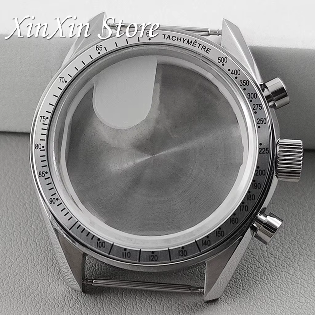 Lunette noire 39.7mm boîtier de montre Moonswatch boîtier en métal chronographe pour mouvement VK63 