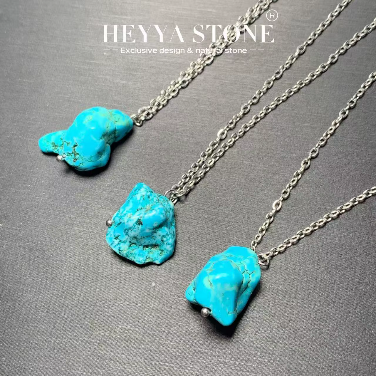 HEYYA – collier avec pendentif en pierre Turquoise naturelle pour femmes, plaqué argent 925, bijoux