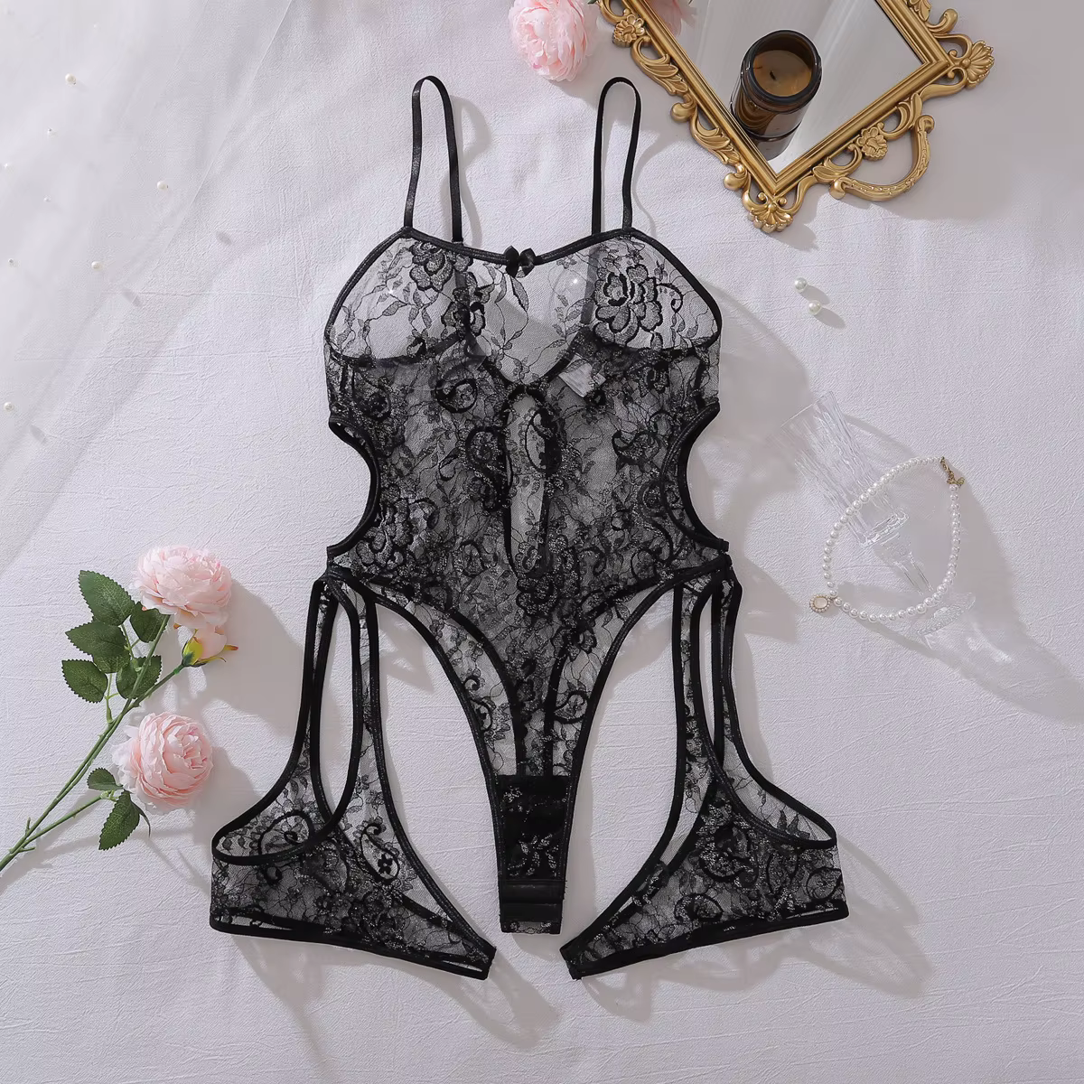 Ellolace – Nouveaux ensembles de lingerie exclusifs pour femmes, bodys sexy évidés à entrejambe ouve