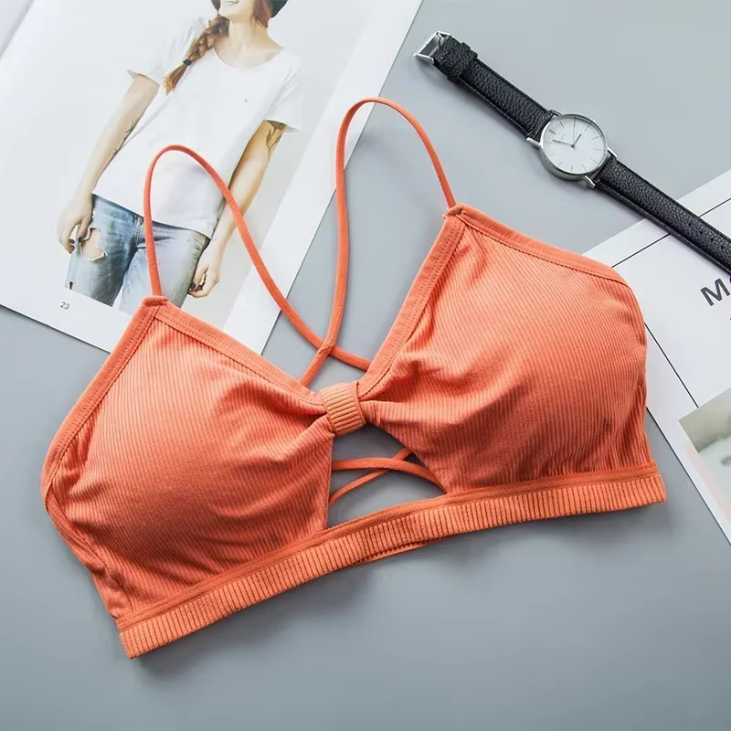 Soutien-gorge respirant à bretelles croisées pour jeunes filles, sous-vêtement amissié au dos, linge
