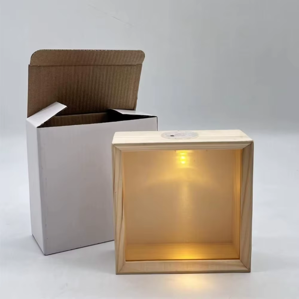 Cadre photo lumineux en bois avec éclairage LED transparent, lumière douce et chaude, cadre décorati