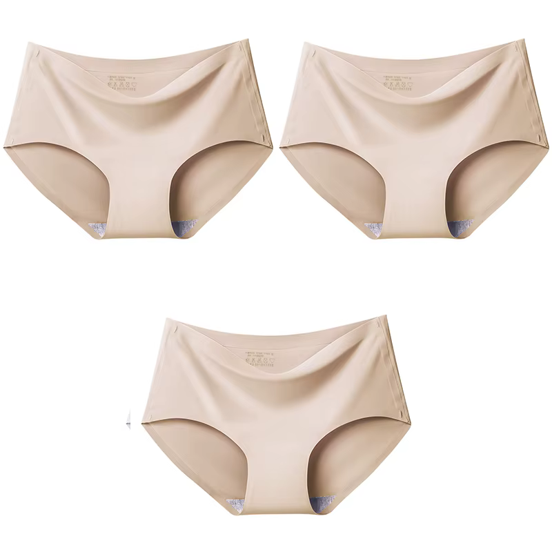 AOTOLK 3 pièces/ensemble grande taille XXL sans couture femmes culottes taille moyenne slips femme s