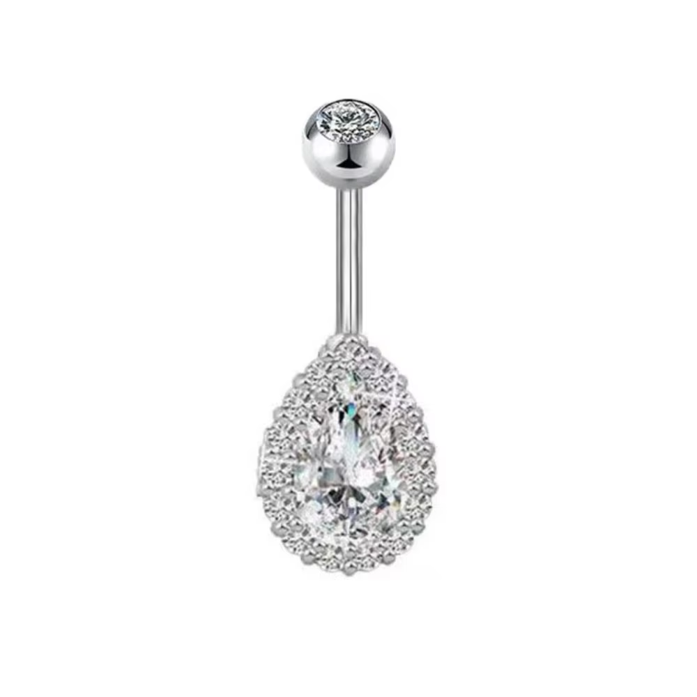 Anneau de nombril en acier inoxydable brillant avec zircon, strass colorés, piercing punk, bijoux de