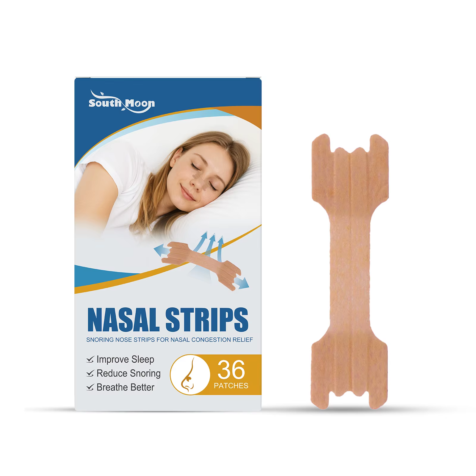 Bandes nasales Sleep Care, adhérence naturelle douce pour la nuit, respirantes, adaptées à une utili