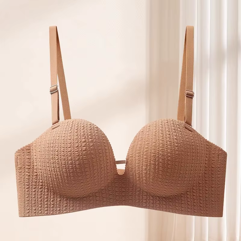 Soutien-gorge Push Up sans bretelles pour femmes, petits seins apparaissent plus grand, sans anneau 