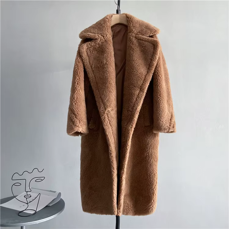 Veste d'hiver femmes manteau Long laine tissé tissu épais vêtements d'extérieur chauds surdimensionn