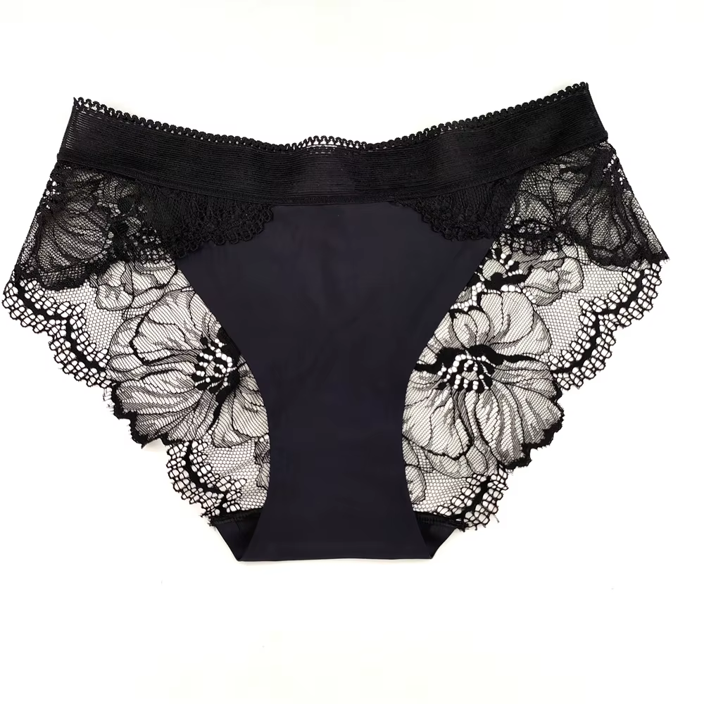 Culotte en dentelle sans couture pour femmes, sous-vêtements Sexy rose vif, culotte transparente ajo
