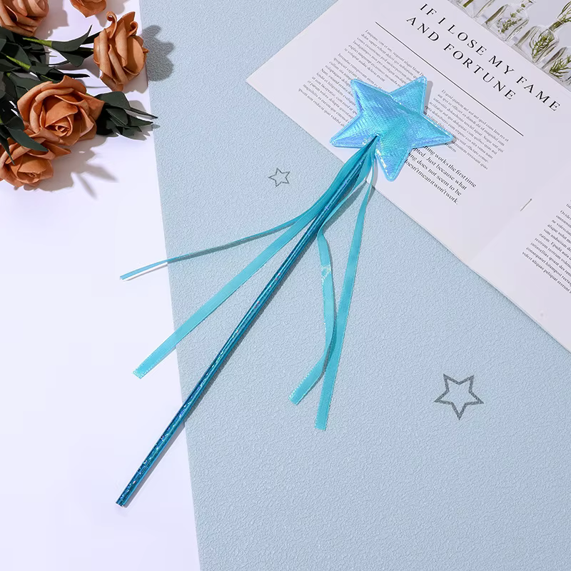 Baguette magique de princesse féerique avec rubans, adaptée aux fêtes de Noël et au cosplay, bâton d