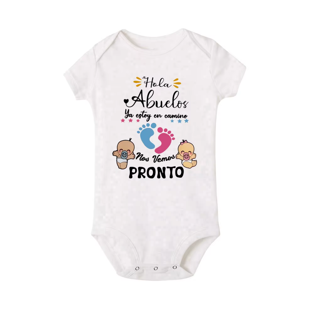Bonjour les grands-parents, je suis sur mon chemin, vous le voit, body imprimé pour bébé, tenue d'an