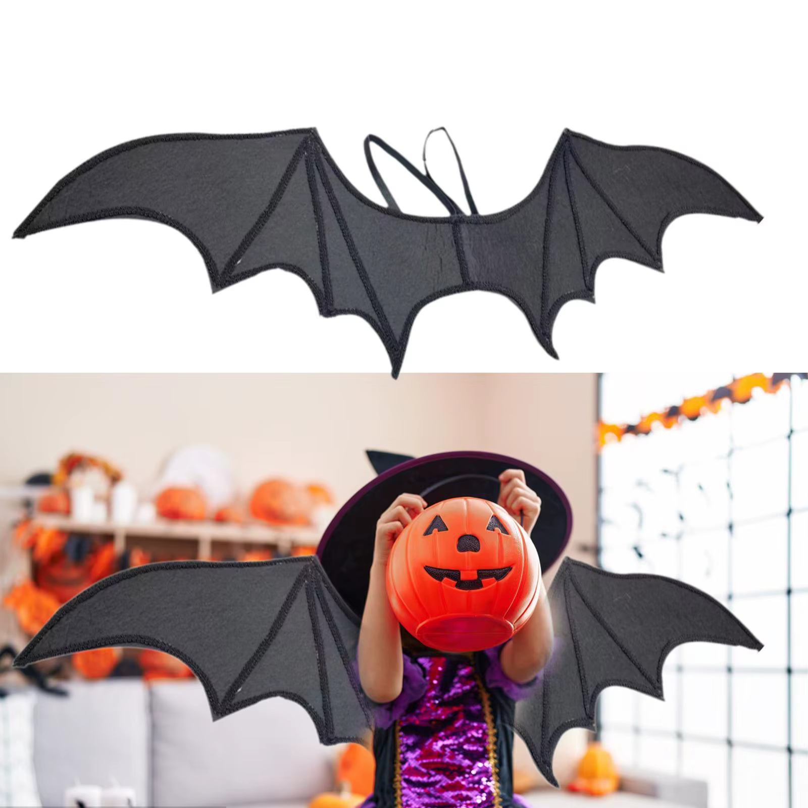 Déguisement aile de chauve-souris, aile noire pour spectacle sur scène, fournitures de fête Cosplay