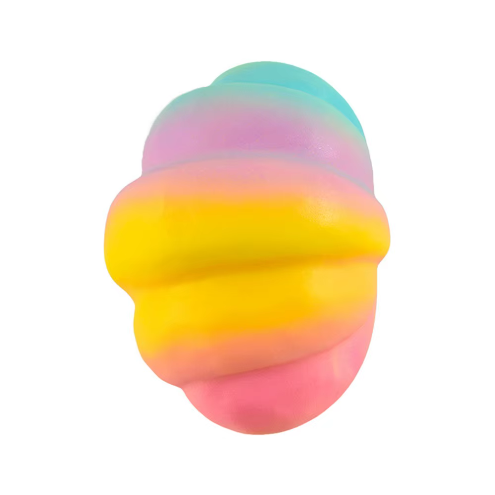 Balle sensorielle anti-stress en forme de croissant arc-en-ciel, motif pain d'ananas, à remontée len