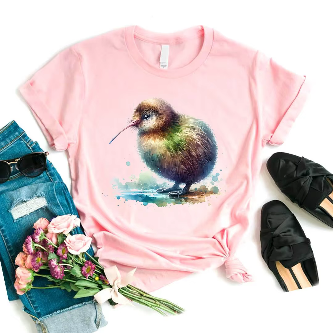 T-shirt manches courtes femme rose, humoristique, kawaii, à la mode
