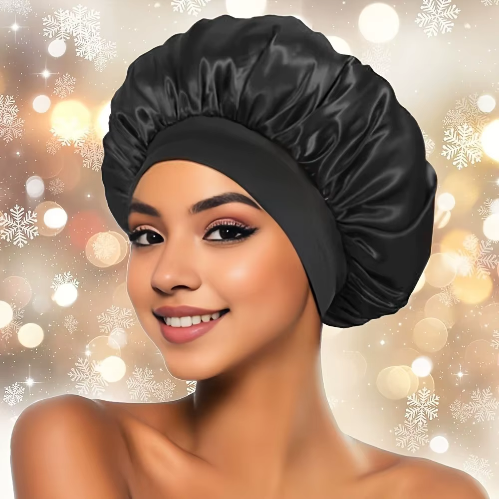 Bonnet de nuit en Satin à larges bords, bandeau en soie pour dormir, avec bande disquette élastique,