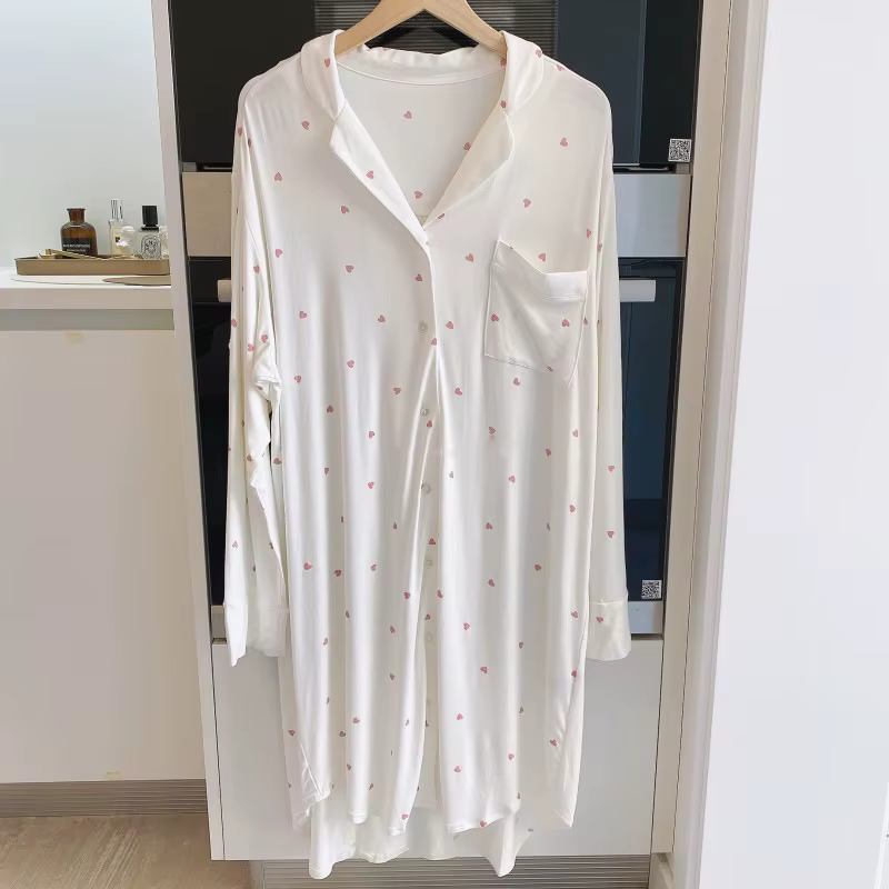 Robe de nuit modale pour femme vêtements de nuit nouveau printemps automne à manches longues chemise