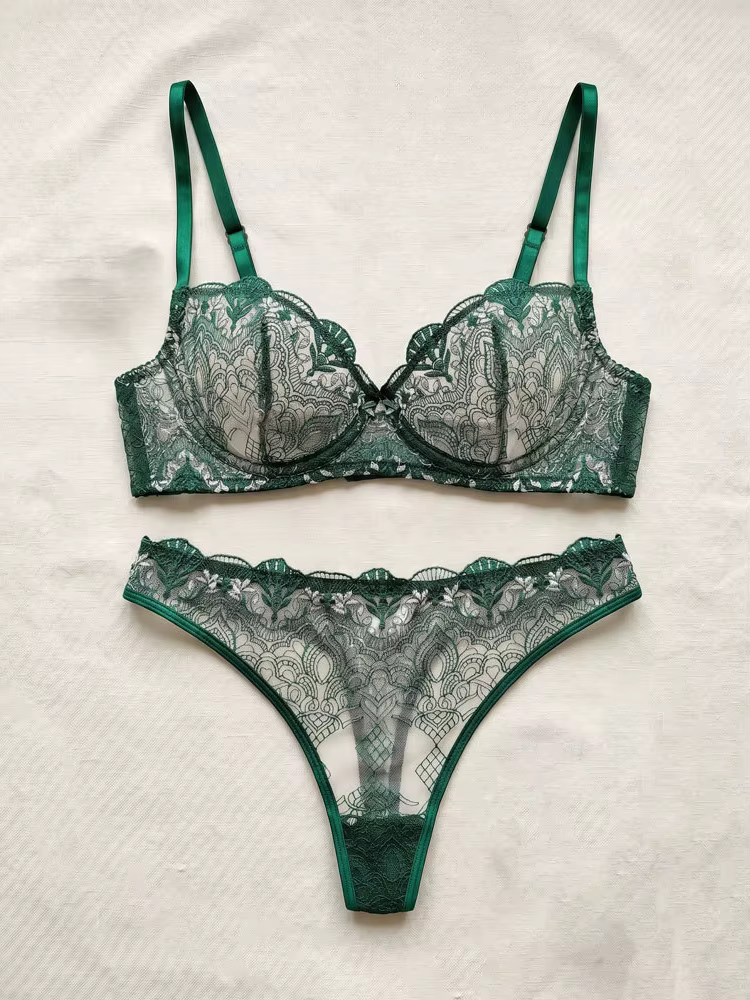 Ensemble de lingerie sexy de luxe pour femme Belamimi avec soutien-gorge à armatures brodé, push-up,