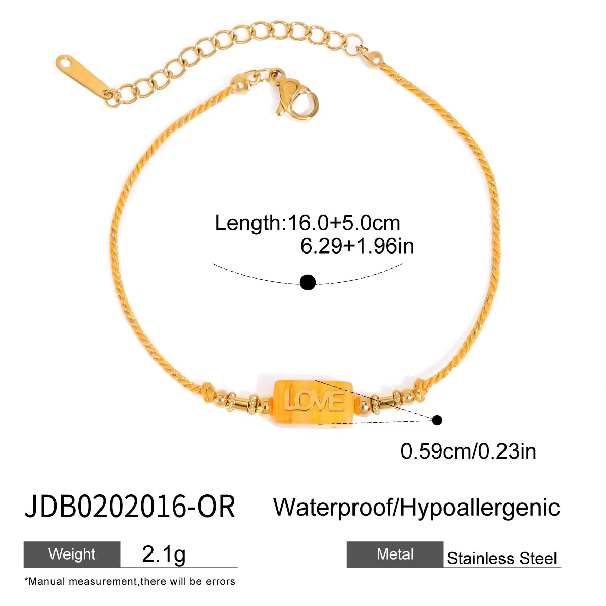 Zora – Bracelet tressé coloré pour femmes, amour quotidien, en acier inoxydable plaqué or 18 carats,