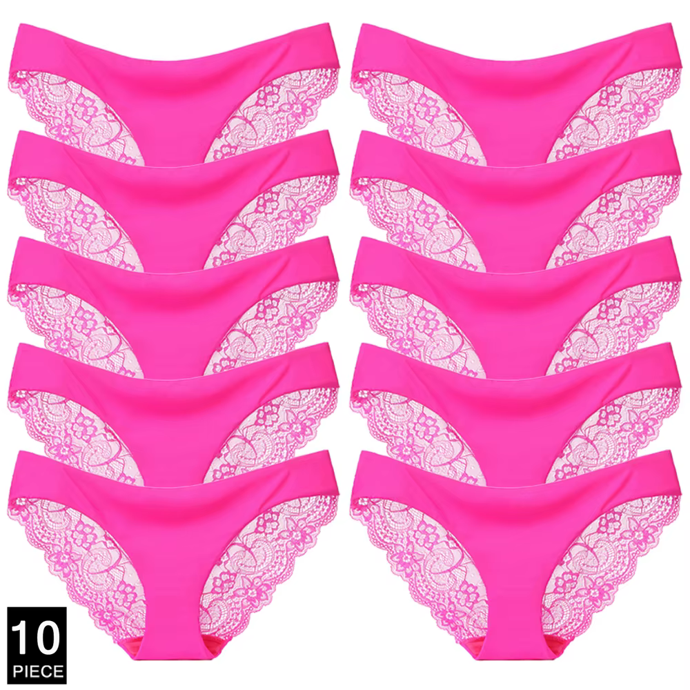 Lingerie Sexy sans couture pour femmes, grande taille, slip de Bikini en dentelle transparente, sous