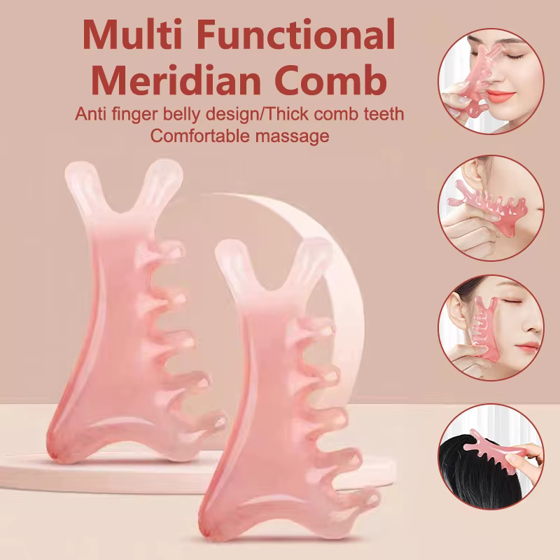 Peigne de Massage méridien corporel en plastique, peigne à cinq dents larges, Circulation sanguine,