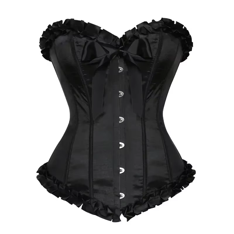Nouveau Corset Vintage Sexy pour Femme, Bustier Gothique en Satin à Lacets, Corset Overbust Sexy ave